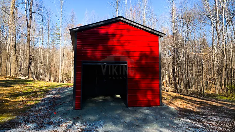 18x30 Vertical Roof Steel Garage Front View 1