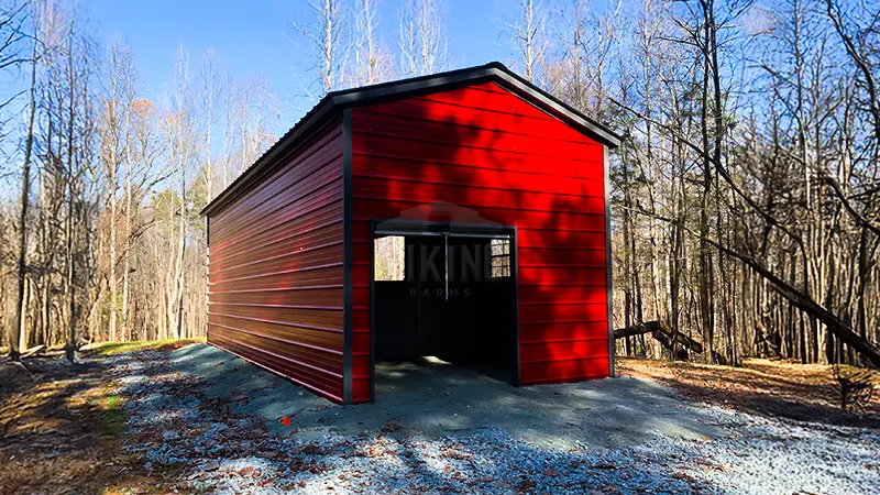 18x30 Vertical Roof Steel Garage Side View