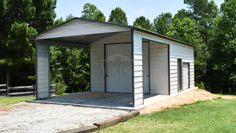 18x35x10 Utility Steel Garage Front View 1