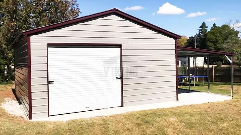 20x26x9 Steel Garage With Lean To