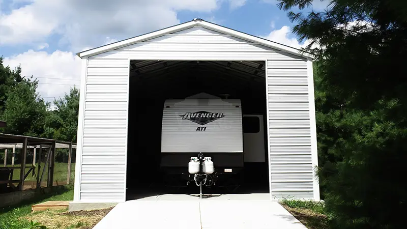 20x35x12 Metal Rv Garage Front View 1