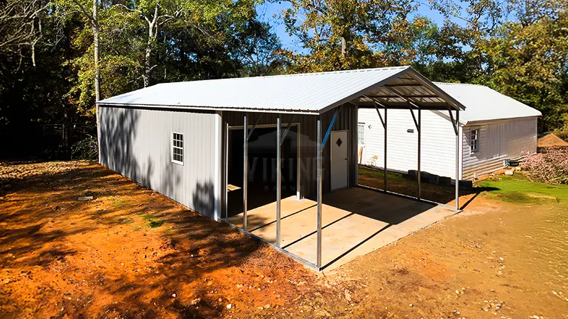 20x50x09 Combo Utility Steel Building Side View