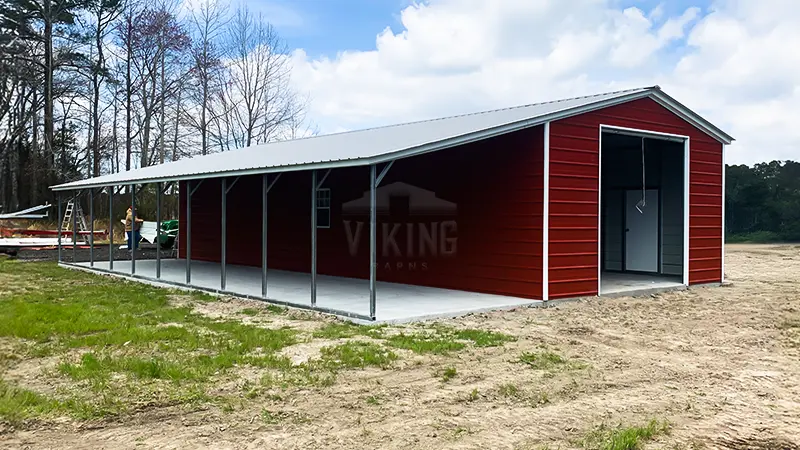 20x50x10 Fully Enclosed Metal Garage with Lean-to 3