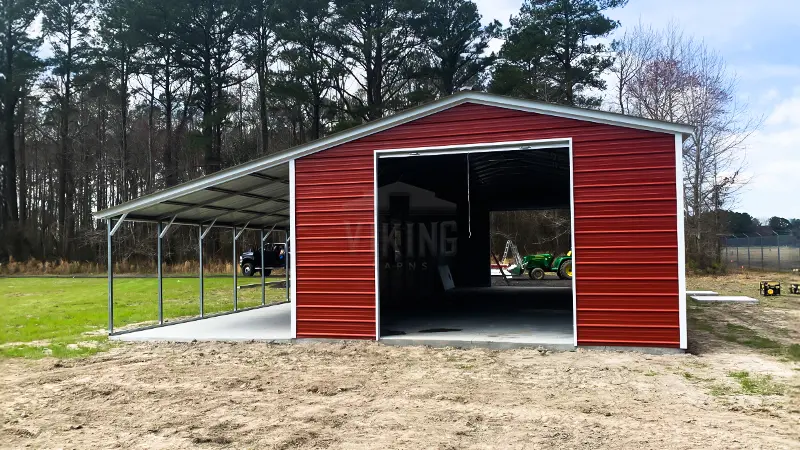 20x50x10 Fully Enclosed Metal Garage with Lean-to 1