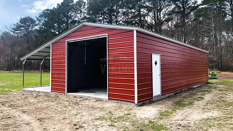 20x50x10 Fully Enclosed Metal Garage with Lean-to 2