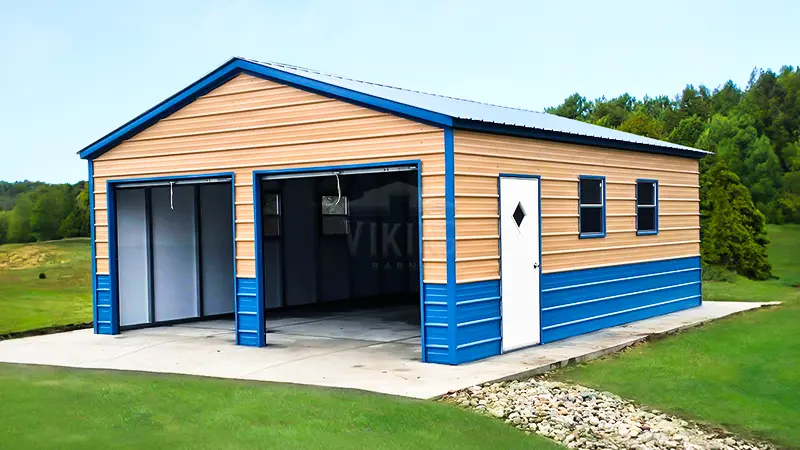 22x26x09 Vertical Two Car Metal Garage