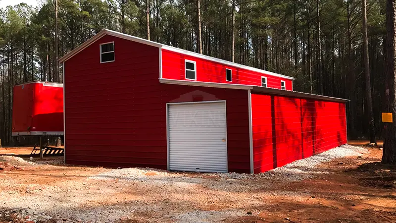 24x40x14 Utility Metal Garage with Lean-to 2