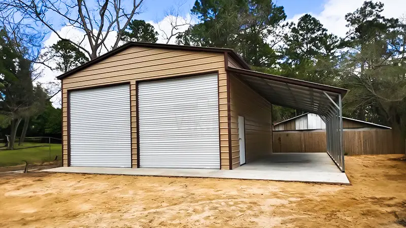 28x60x14 Steel Utility Garage With Lean To