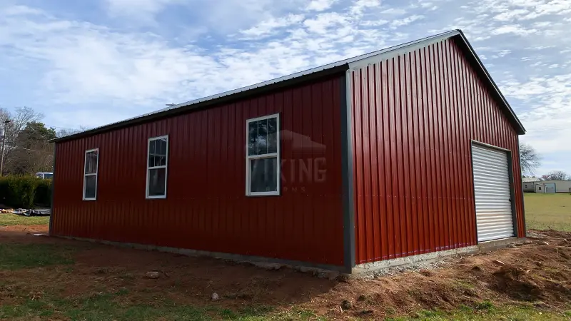 30x40x10 All Vertical Workshop Garage End View