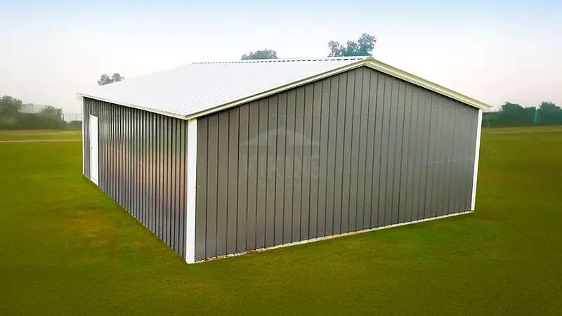 30x40x10 Enclosed Double Car Garage Back View