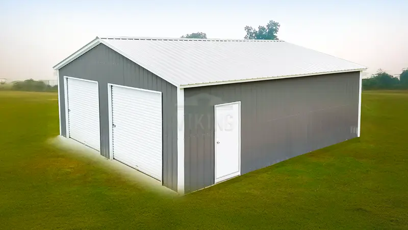 30x40x10 Enclosed Double Car Garage Side View 1