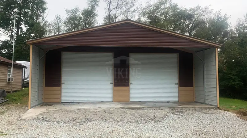 30x40x10 Enclosed Steel Garage with Porch 4