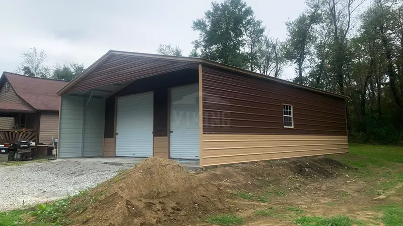 30x40x10 Enclosed Steel Garage with Porch 2