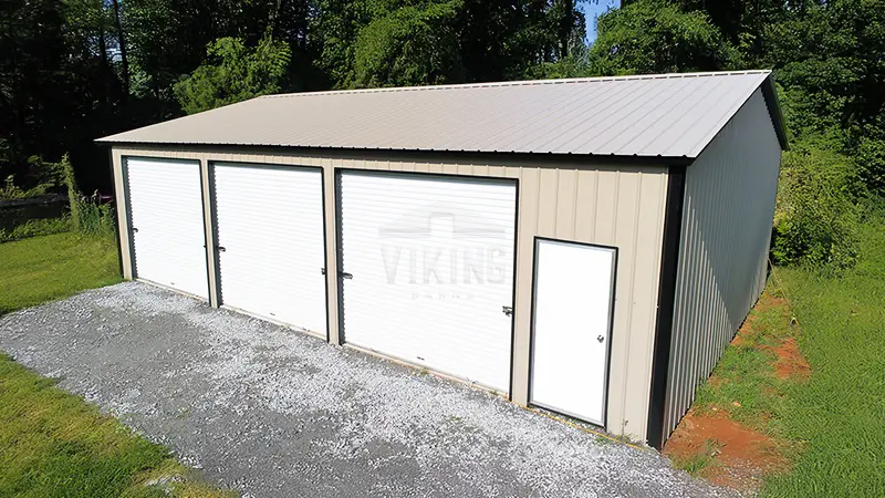 30x40x12 Enclosed Three Car Metal Garage Right