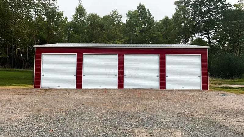30x50x12 Steel Four Car Garage Front View 1