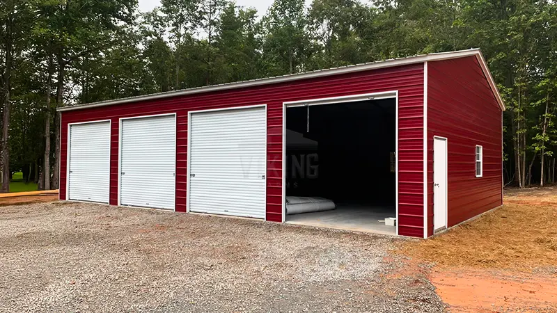 30x50x12 Steel Four Car Garage Side View