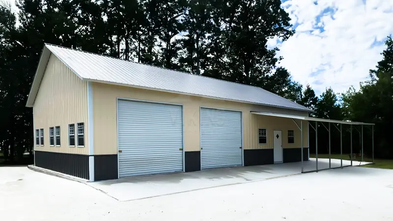 30x61x12 Steel Garage With Lean To 1