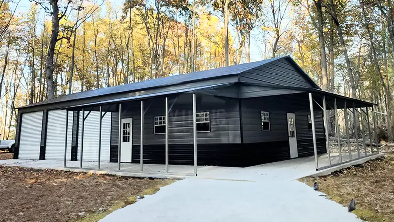 30x70x12 Metal Commercial Building with Lean-To 2