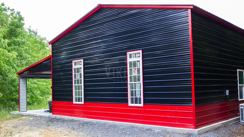 30x71x14 Commercial Building With Lean To Side View