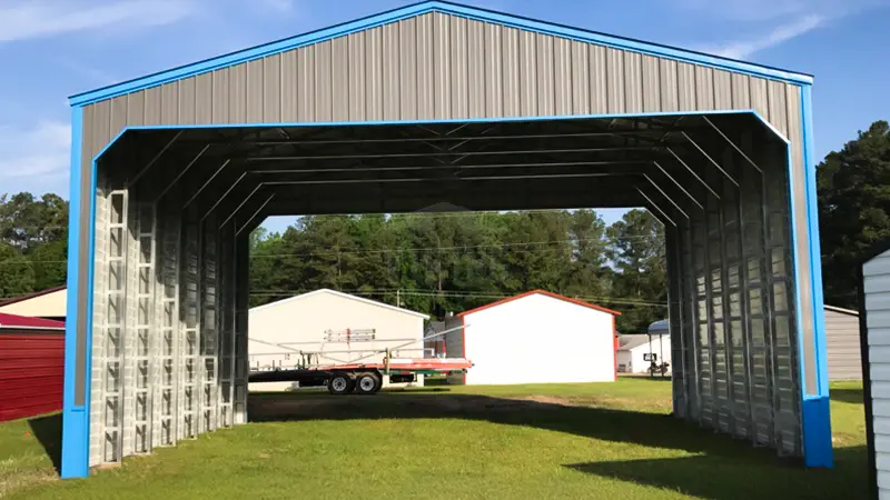 32x28x16 Steel Carport with Lap Siding 2