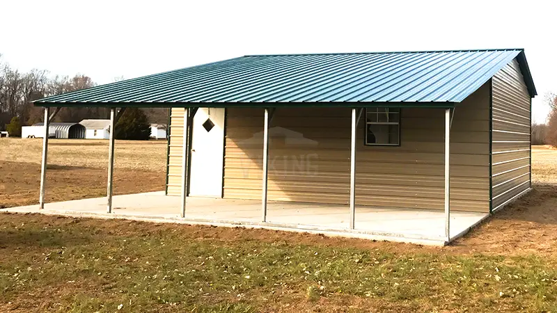 36x25x9 Steel Garage With Lean To Front 1