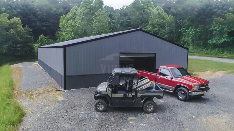 40x72x10 Two Tone Clear Span Metal Building Left View