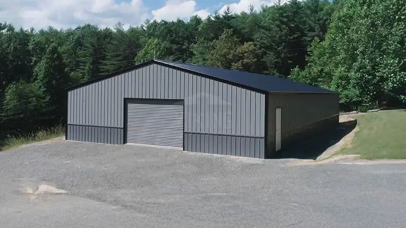 40x72x10 Two Tone Clear Span Metal Building Right View