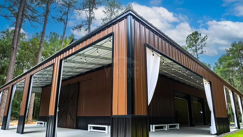 40x80x14 Steel Garage with Wraparound Lean-To 2
