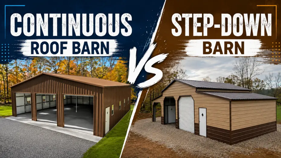 Continuous Roof Barn vs. Step-Down Barn: Comparing Design, Cost, and Space