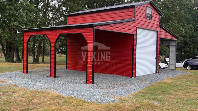 36x20x14 Steel Pole Barn Side View