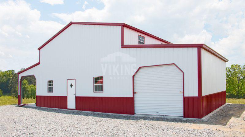58x24x16 Raised Center Equipment Storage Barn Back View