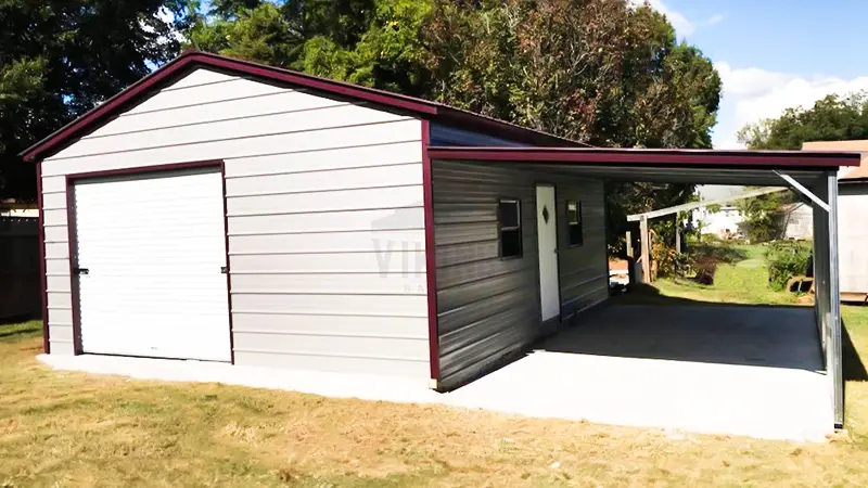 20’x26’x9’ Steel Garage With Lean To Side View