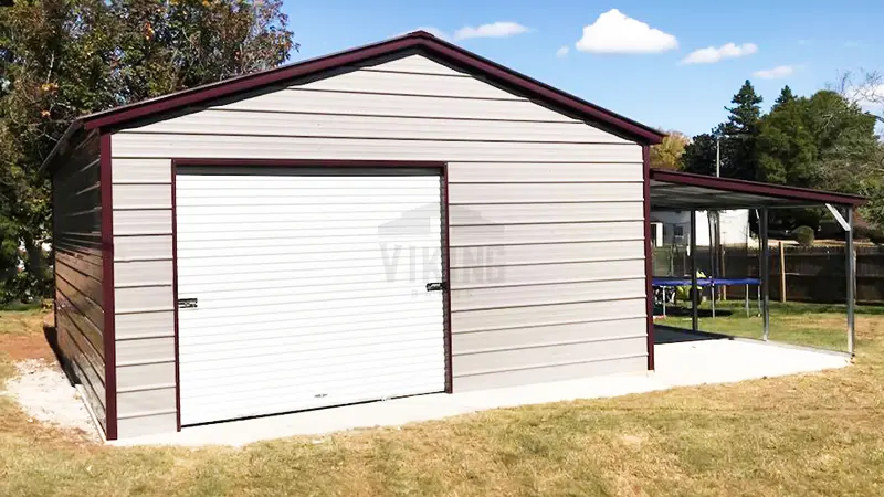 20’x26’x9’ Steel Garage With Lean To