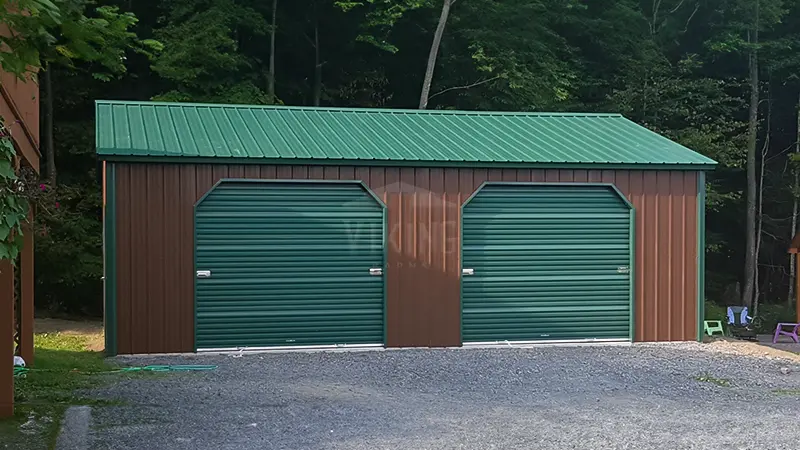 24x30x9 Two Car Metal Garage