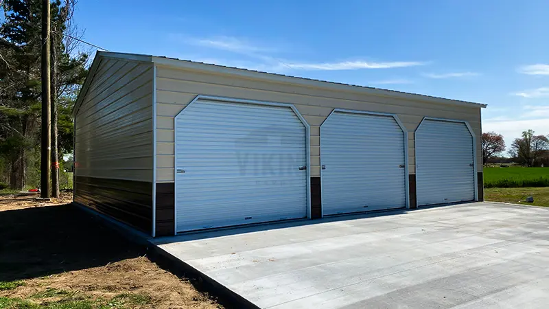 24’X35’X9′ Vertical Style Three Car Garage Left View