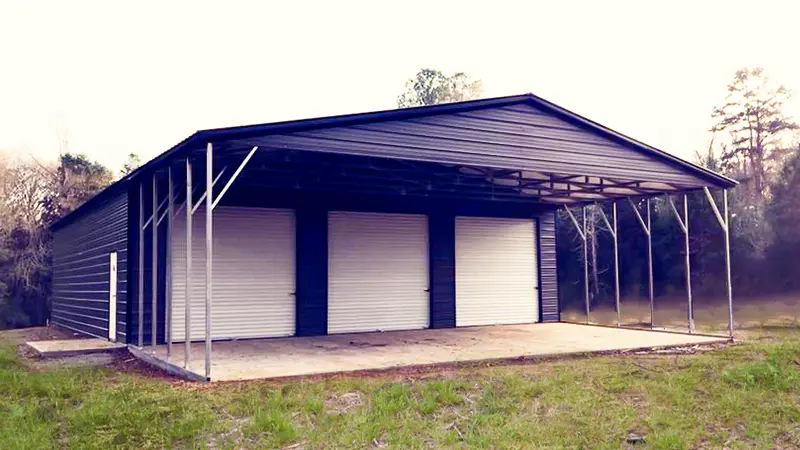 30x70x9 combo utility metal building front view