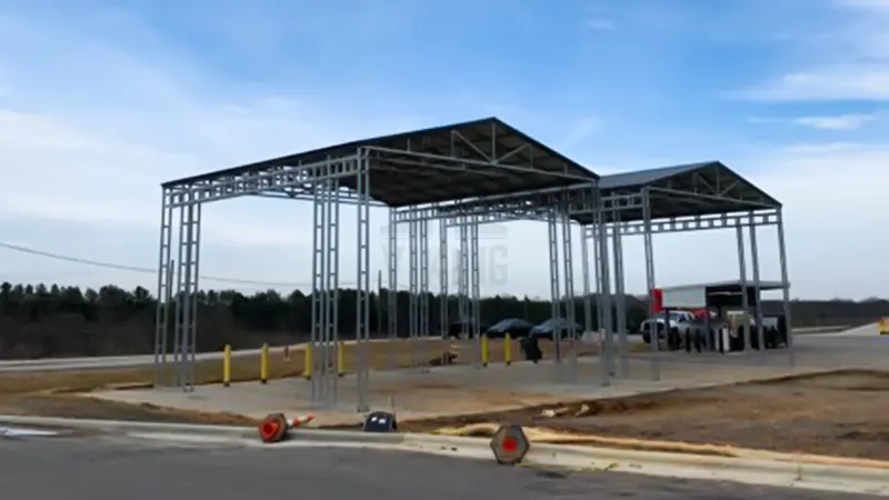 32x32x20 Vertical Steel Carport Side View