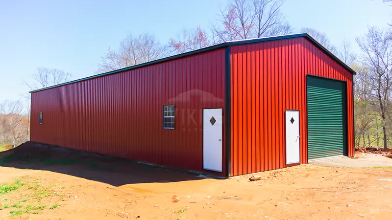 36’x52’x16’ Fully Vertical Commercial Metal Building Side View