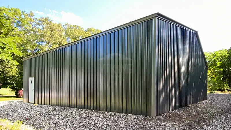 40x50x12 Vertical Roof Commercial Garage Back View