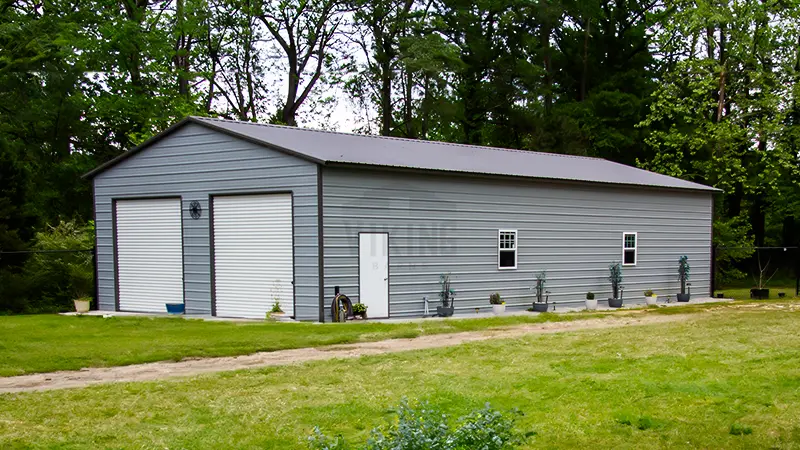 26x40x10 Vertical Roof Steel Garage Side View